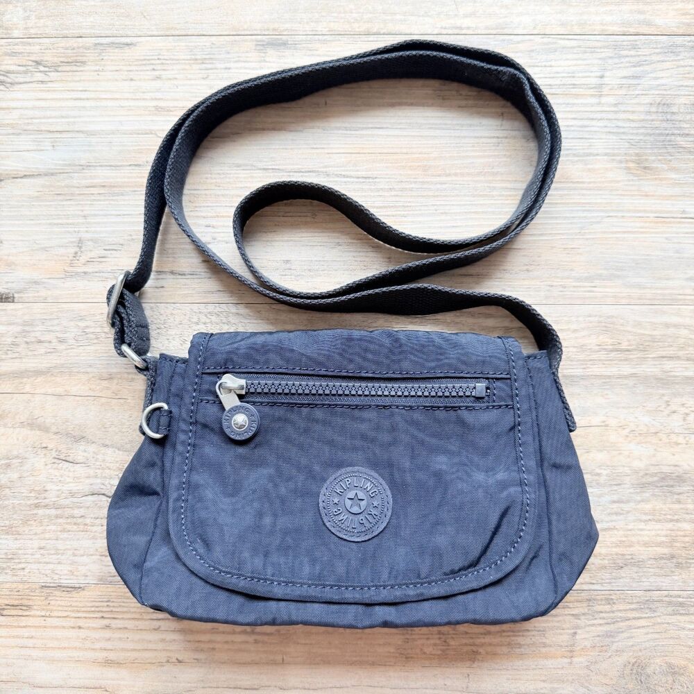 Kipling Sabian Mini Crossbody Bag Blue Nylon Travel Everyday Zip Purse